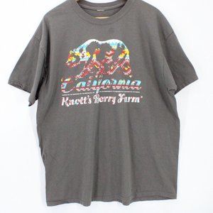 Vintage Knott's Berry Farm Shirt Mens Brown California Bear Graphic Logo Size XL